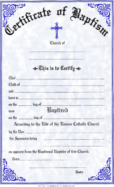 Sacramental Certificates – St. Mary's Basilica